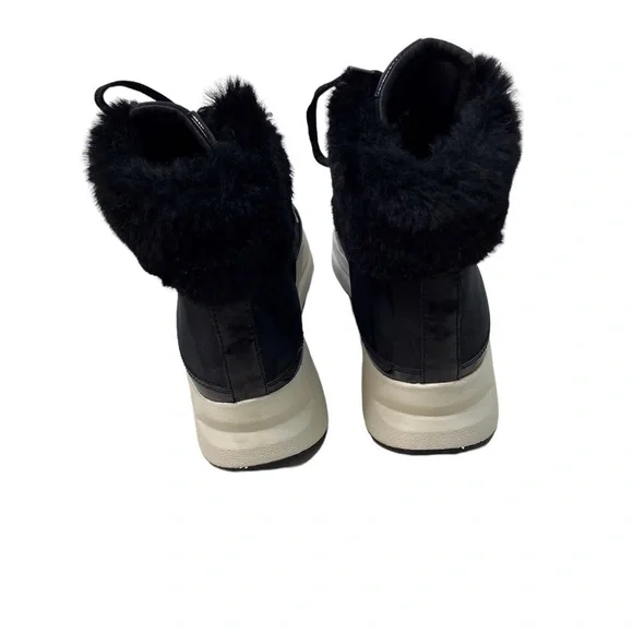 Geox Backsie Amphibiox Winter Boots Animal Print Faux Fur Black Size 7.5 Lace Up - Picture 5 of 10